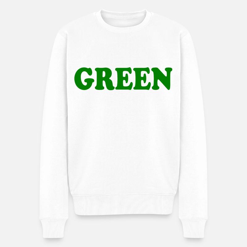 Green - Männer Premium Bio Pullover - Weiß