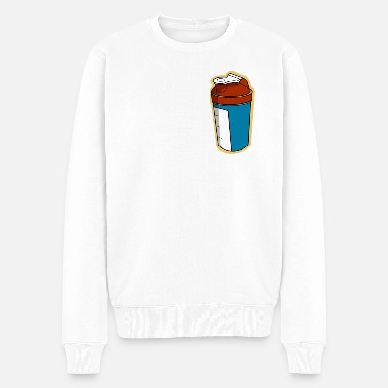 T-shirt shaker, boisson de protéine musculation - Pull Premium bio Homme - blanc