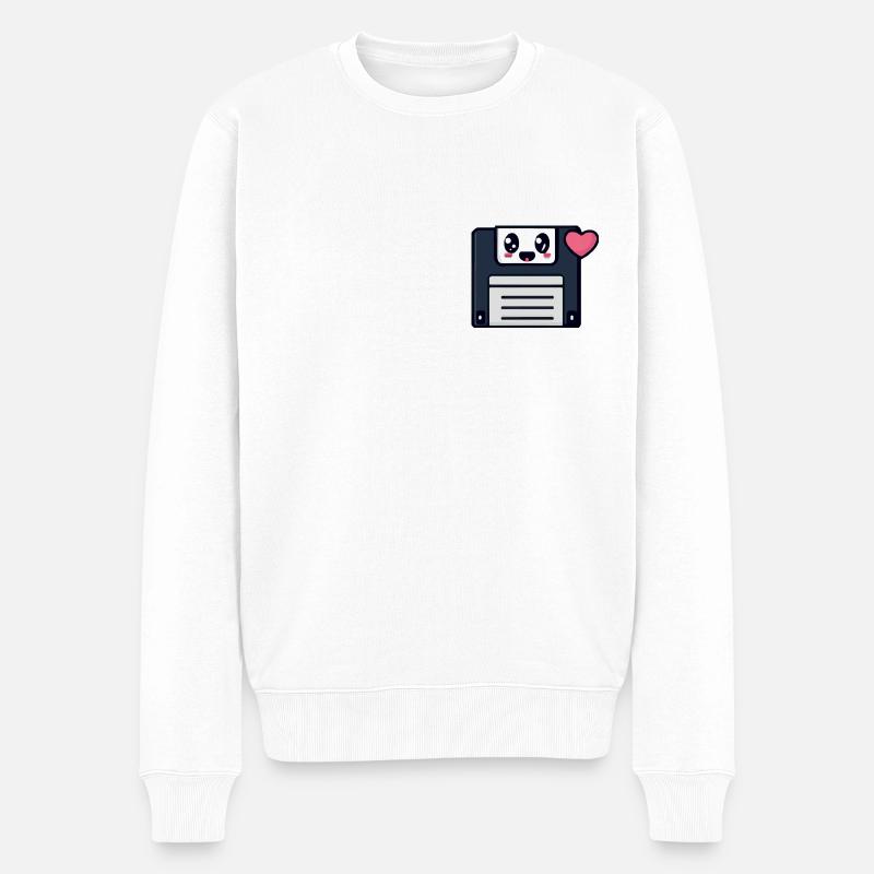 Niedliche Diskette, kawaii! - Männer Premium Bio Pullover - Weiß
