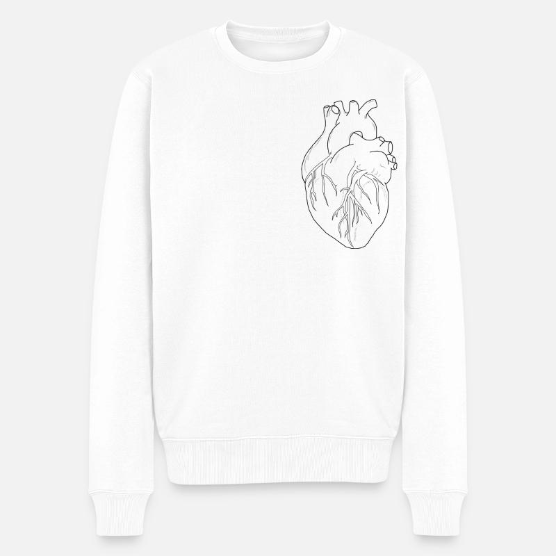 Anatomisches Herz - Männer Premium Bio Pullover - Weiß