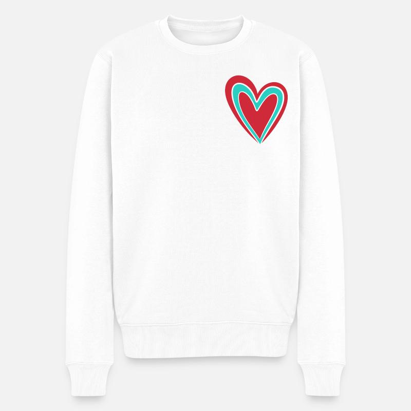 Herz - Männer Premium Bio Pullover - Weiß