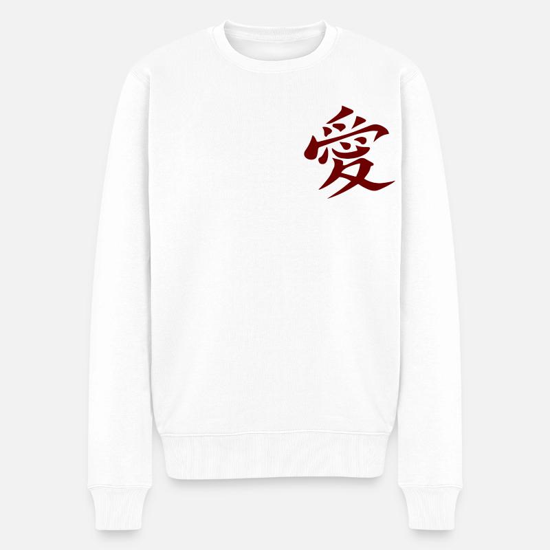 KANJI "LIEBE" - Männer Premium Bio Pullover - Weiß