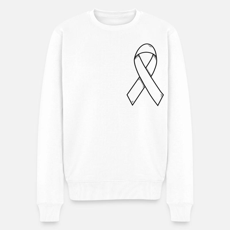 Brustkrebs Krebsschleife minimal - Männer Premium Bio Pullover - Weiß