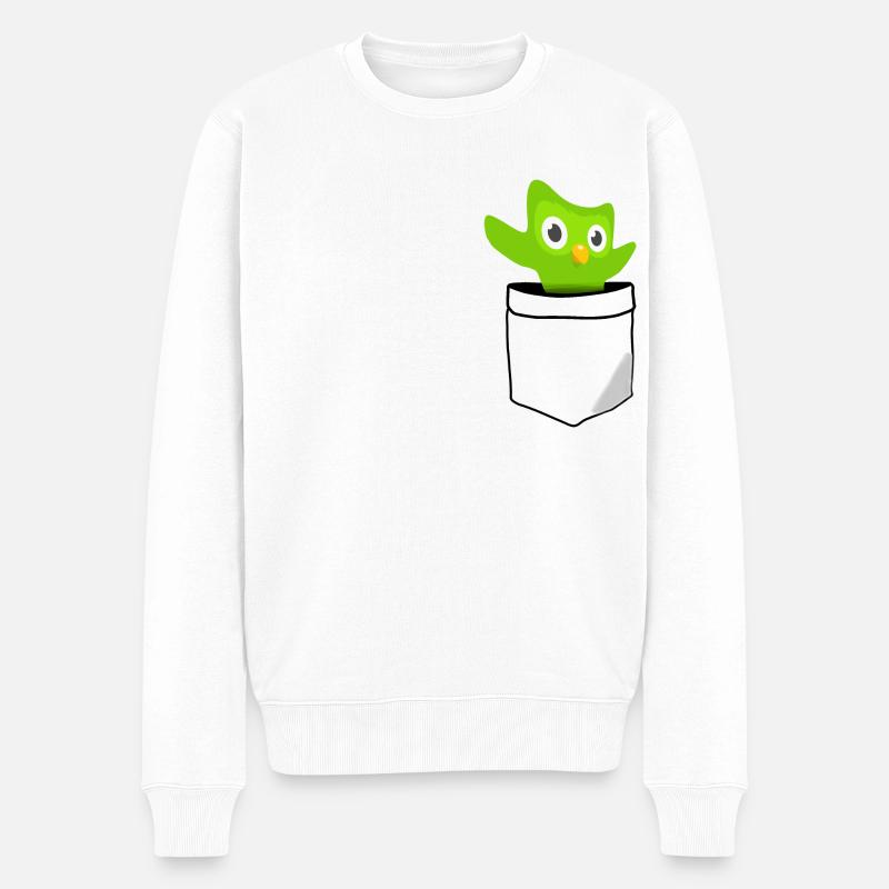 Duolingo - Männer Premium Bio Pullover - Weiß
