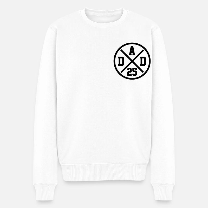 Dad 25 Vater Baby Papa 2025 Vatertagsgeschenk - Männer Premium Bio Pullover - Weiß