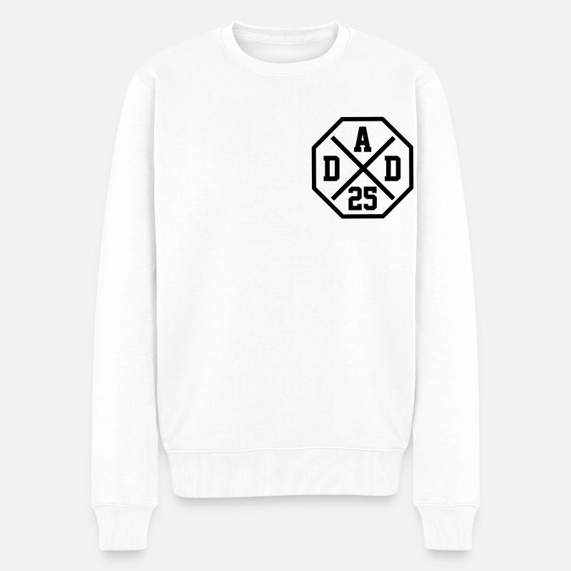 Dad 25 Vater Baby Papa 2025 Vatertagsgeschenk - Männer Premium Bio Pullover - Weiß