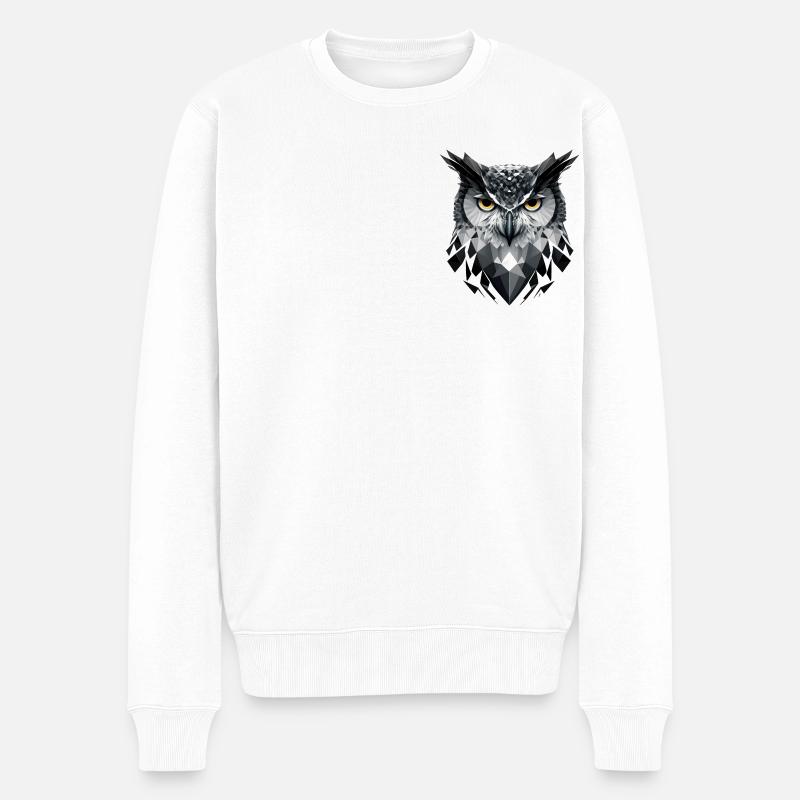 Polygon-Eule in Schwarz-Weiß – Vogelkunst - Männer Premium Bio Pullover - Weiß