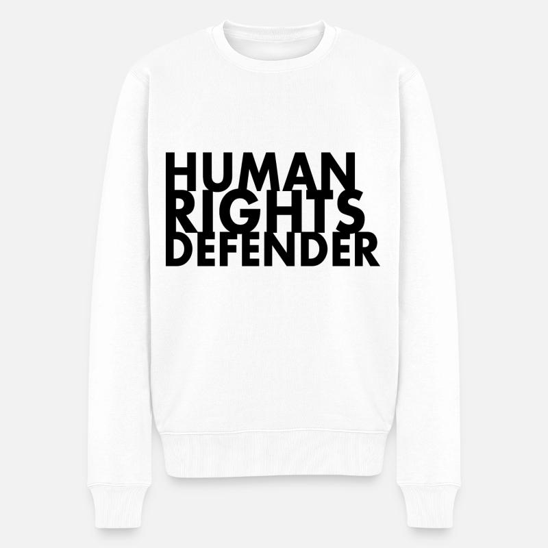 Human rights defender - Männer Premium Bio Pullover - Weiß