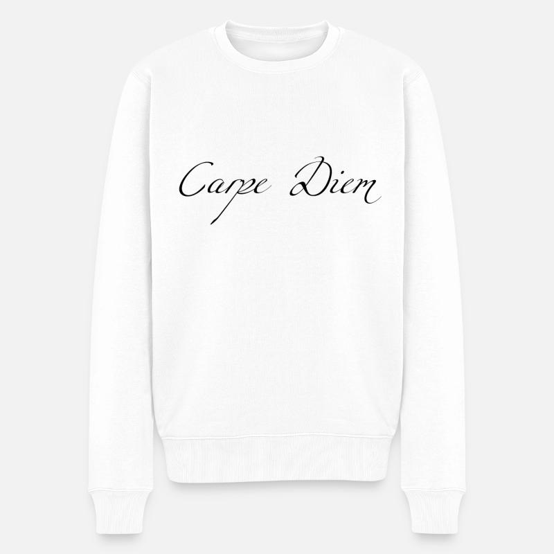 Carpe Diem - Männer Premium Bio Pullover - Weiß