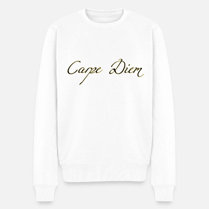 Carpe Diem - Männer Premium Bio Pullover - Weiß