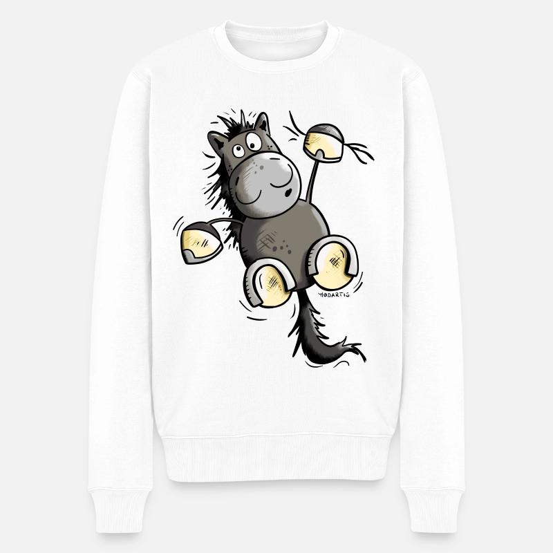 Rappe Pferd hängt ab - Männer Premium Bio Pullover - Weiß