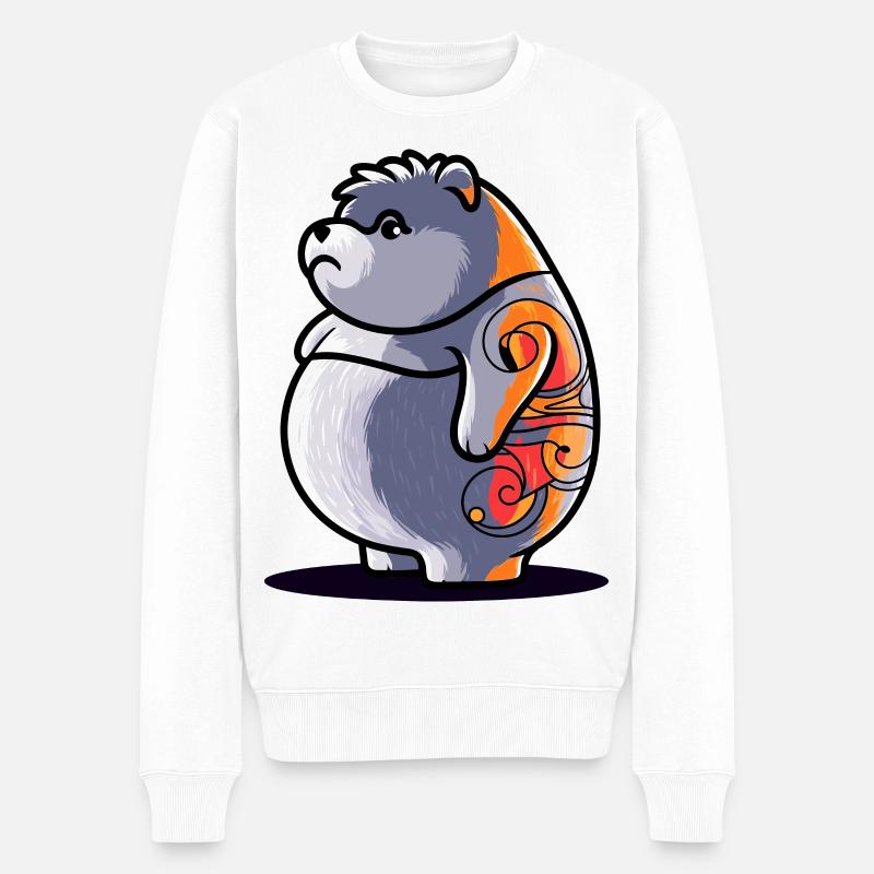 Launischer Bär - Männer Premium Bio Pullover - Weiß