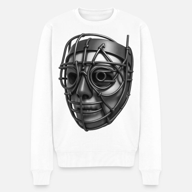 ROBOT MASK #3 - black & white - Pull Premium bio Homme - blanc