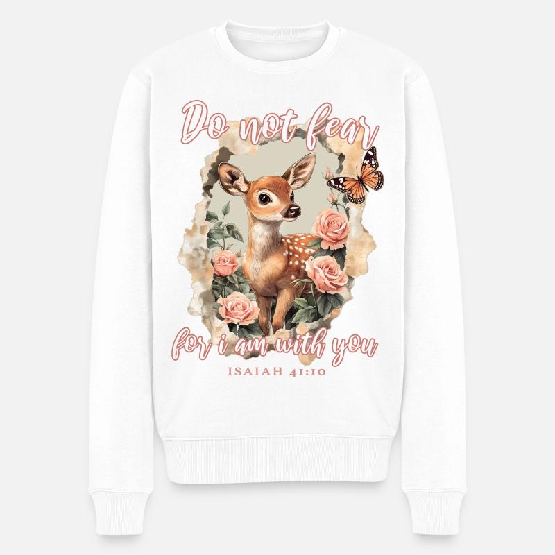 Versets bibliques chrétiens des cerfs - Pull Premium bio Homme - blanc