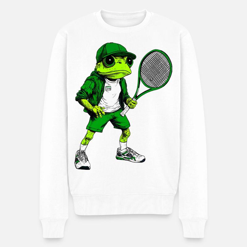 Tennis Frösche - Männer Premium Bio Pullover - Weiß