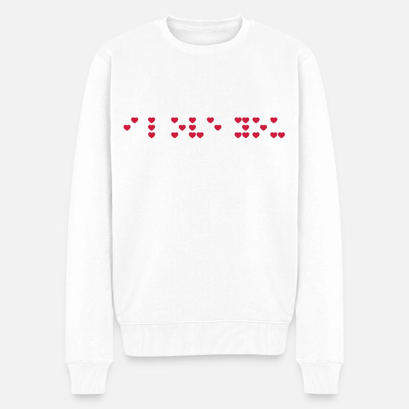 Ich liebe dich in Braille-Code, Braille-Schrift. - Männer Premium Bio Pullover - Weiß