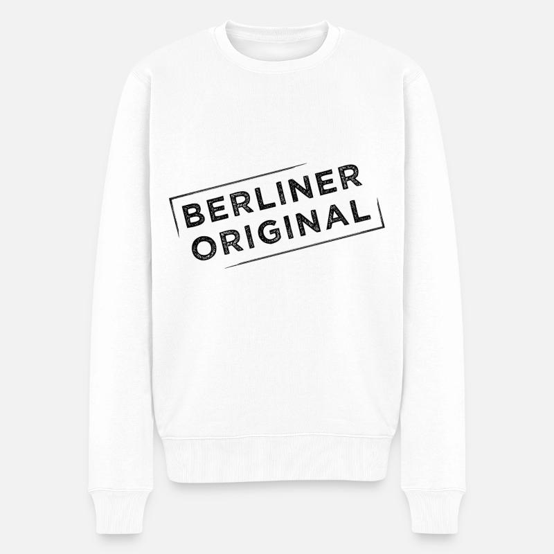 Berliner Original Stempel Berlin - Männer Premium Bio Pullover - Weiß
