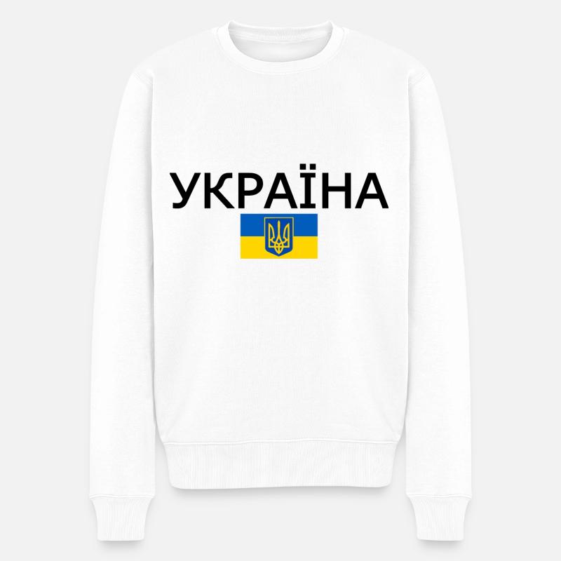 Ukraine - Männer Premium Bio Pullover - Weiß