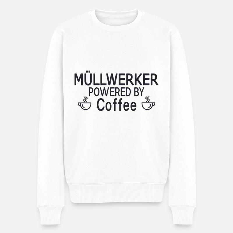 Müllwerker Powered By Coffee - Pull Premium bio Homme - blanc