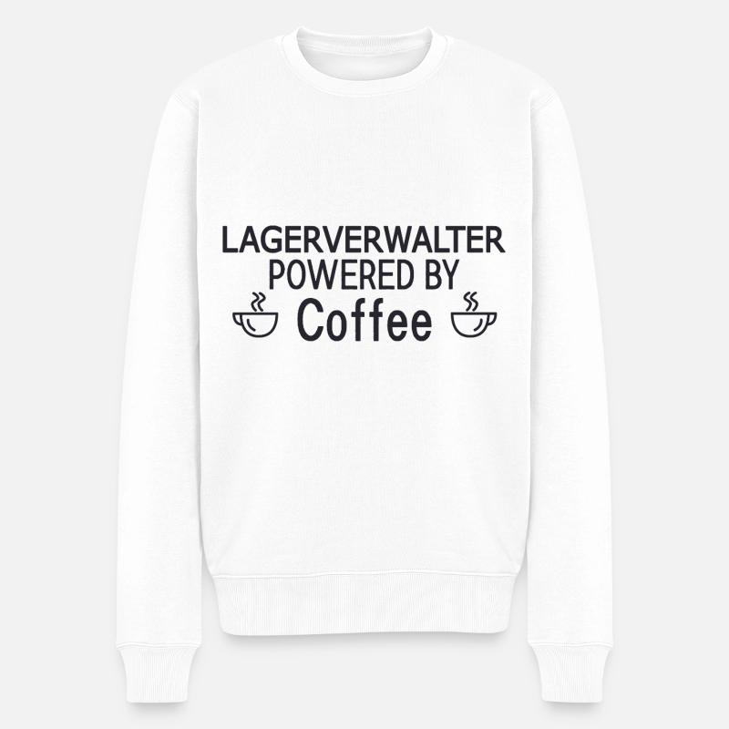 Lagerverwalter Powered By Coffee - Männer Premium Bio Pullover - Weiß