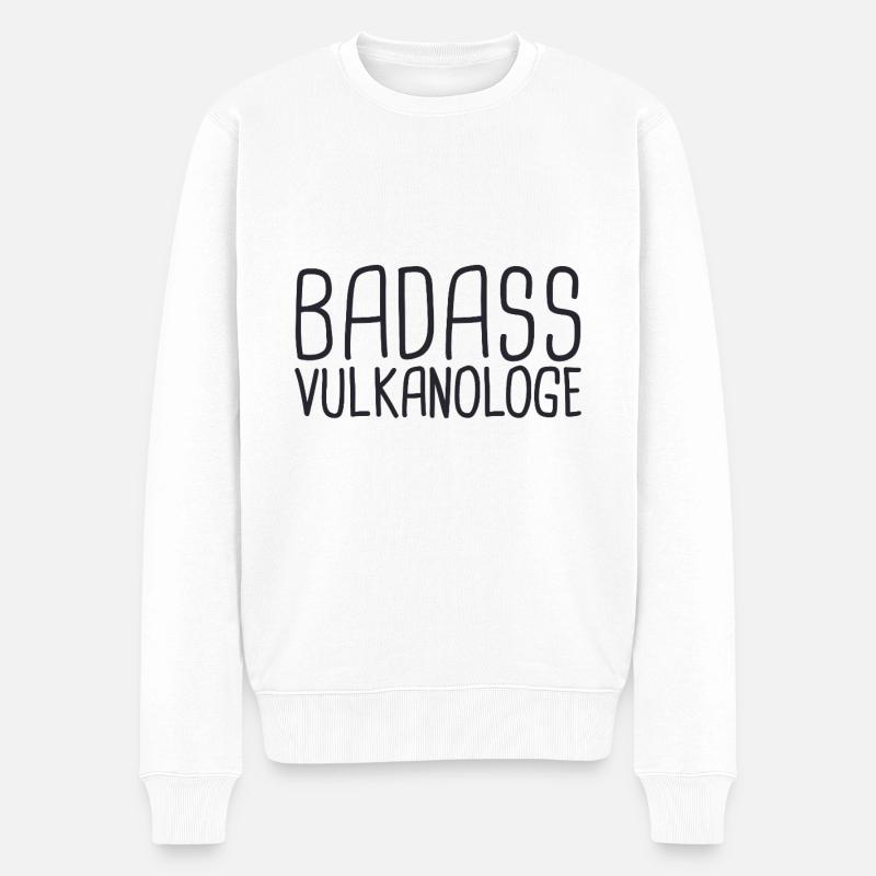 Vulkanologe Badass Vulkanologie - Männer Premium Bio Pullover - Weiß