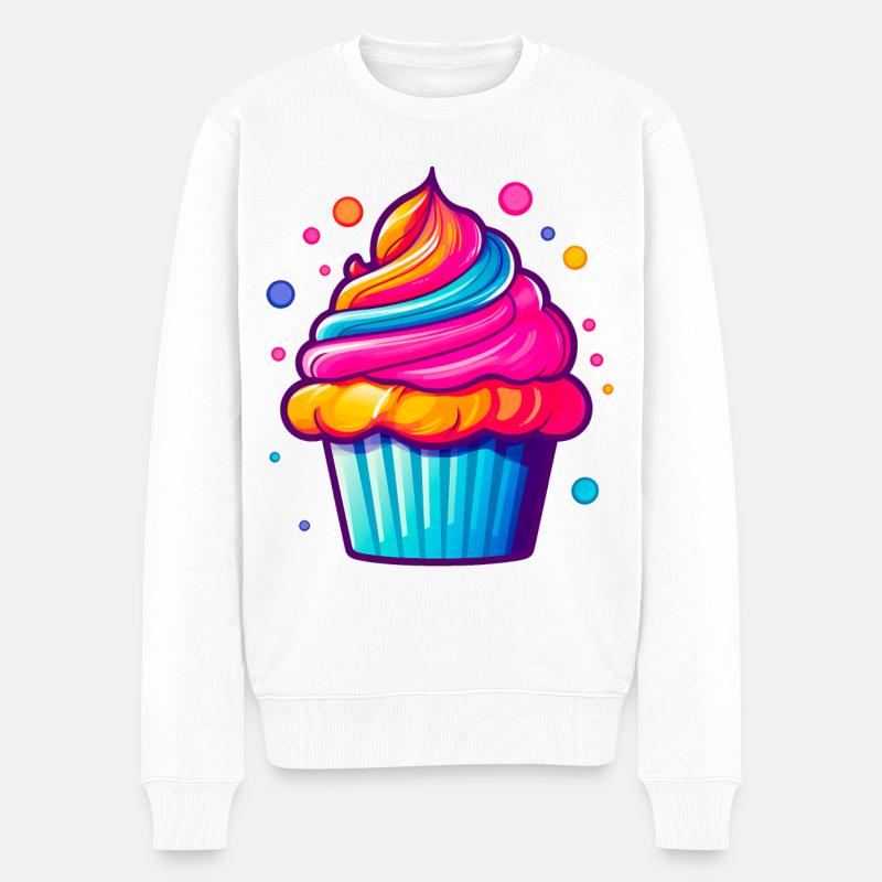 Regenbogen Cupcake mit Blasen - Männer Premium Bio Pullover - Weiß