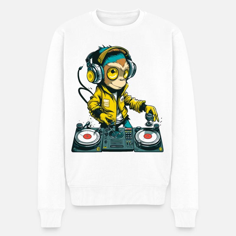Affen-Beats - Männer Premium Bio Pullover - Weiß