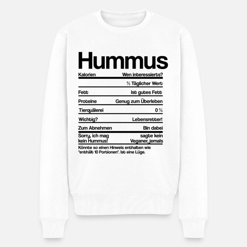 HUMMUS NÄHRWERTE - Männer Premium Bio Pullover - Weiß