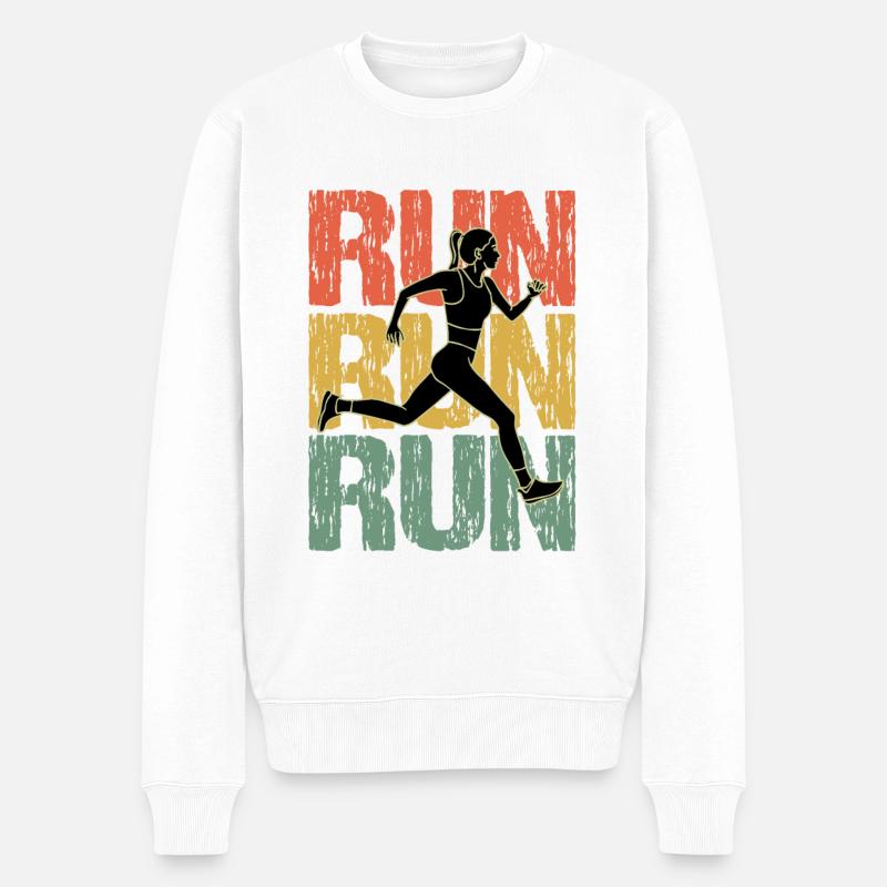 Run Run Run Vintage Runner Girl - Pull Premium bio Homme - blanc