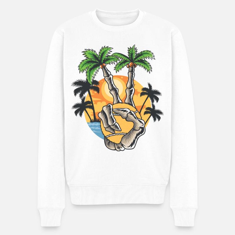 Skeletthand mit Tennis- oder Padelball - Männer Premium Bio Pullover - Weiß