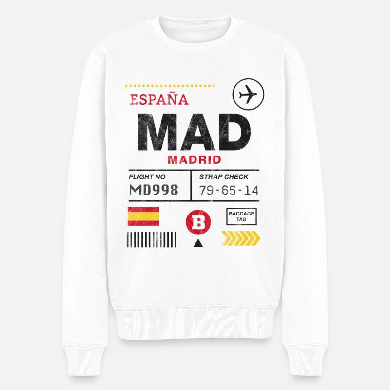 Étiquette d’aéroport de Madrid - Pull Premium bio Homme - blanc