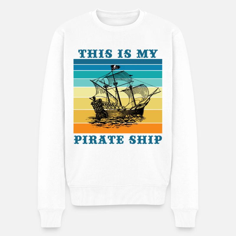 Das ist mein Piratenschiff - Männer Premium Bio Pullover - Weiß