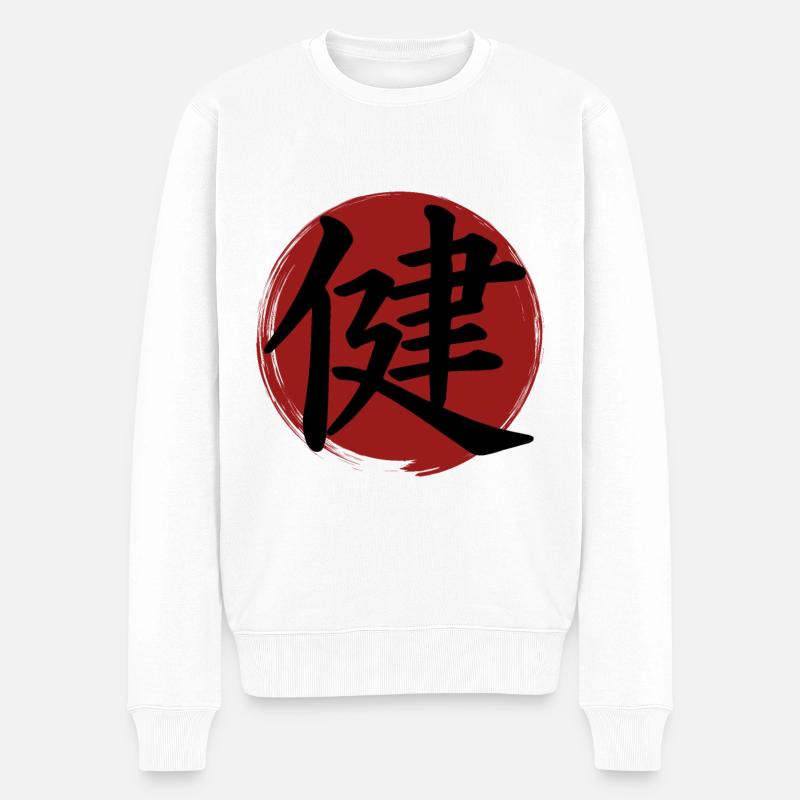 Gesundheits-Kanji - Männer Premium Bio Pullover - Weiß