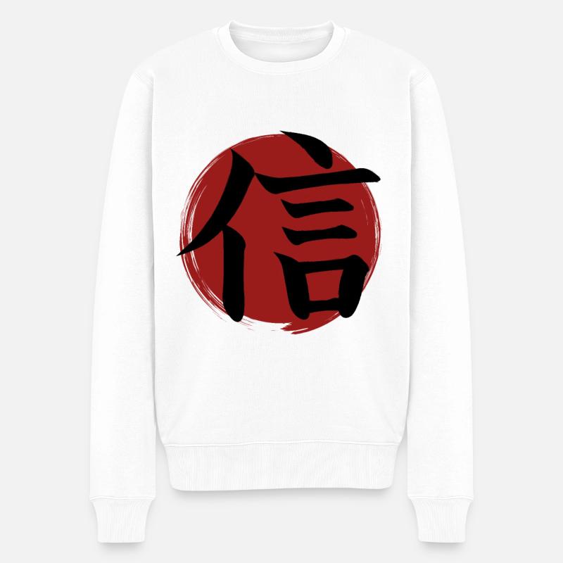 Glaubens-Kanji - Männer Premium Bio Pullover - Weiß