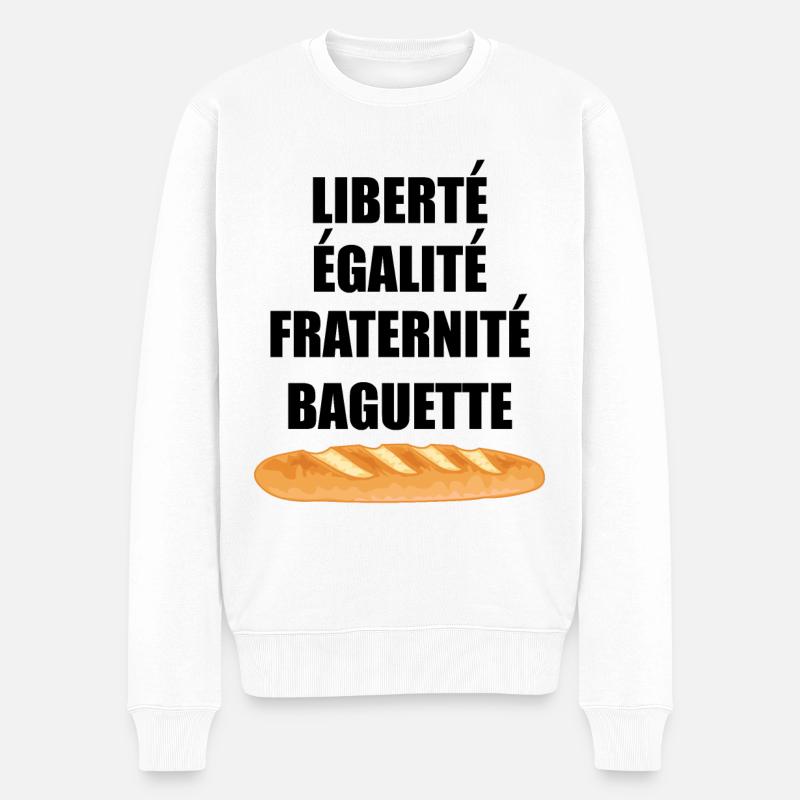 Liberté Egalité Fraternité Baguette - Männer Premium Bio Pullover - Weiß