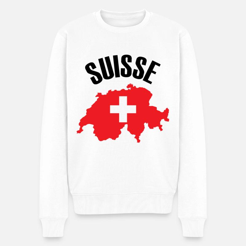 Schweiz - Schweiz Karte Schweizer Flagge - Männer Premium Bio Pullover - Weiß
