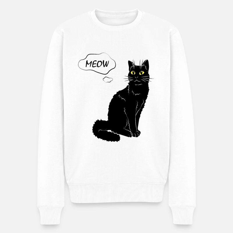 Niedliches Katzenmiau - Männer Premium Bio Pullover - Weiß