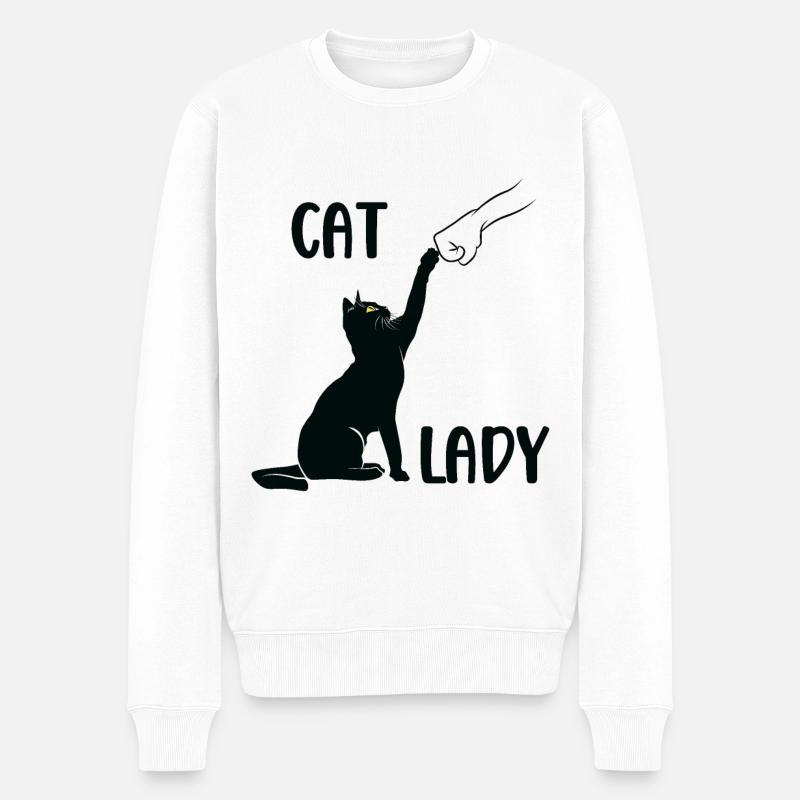 Cat Fist Bump - Lustige Katzendame - Männer Premium Bio Pullover - Weiß
