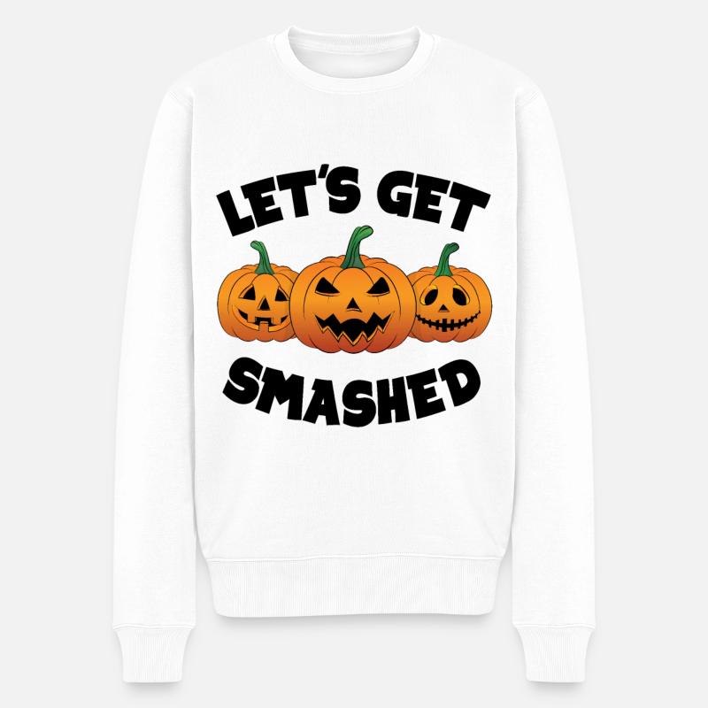 Let's Get Smashed Pumpkins Halloween - Männer Premium Bio Pullover - Weiß