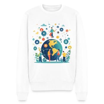 Social Media und Online Netzwerke - Männer Premium Bio Pullover - Weiß - Vorne - Thijin (182cm)