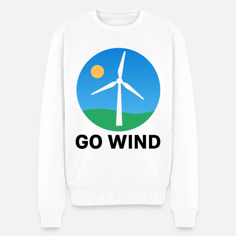 Für Windenergie – Klar und nachhaltig - Männer Premium Bio Pullover - Weiß