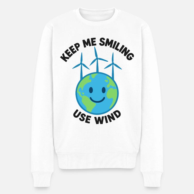 Keep Me Smiling – Use Wind Power - Men's Premium Organic Jumper - white