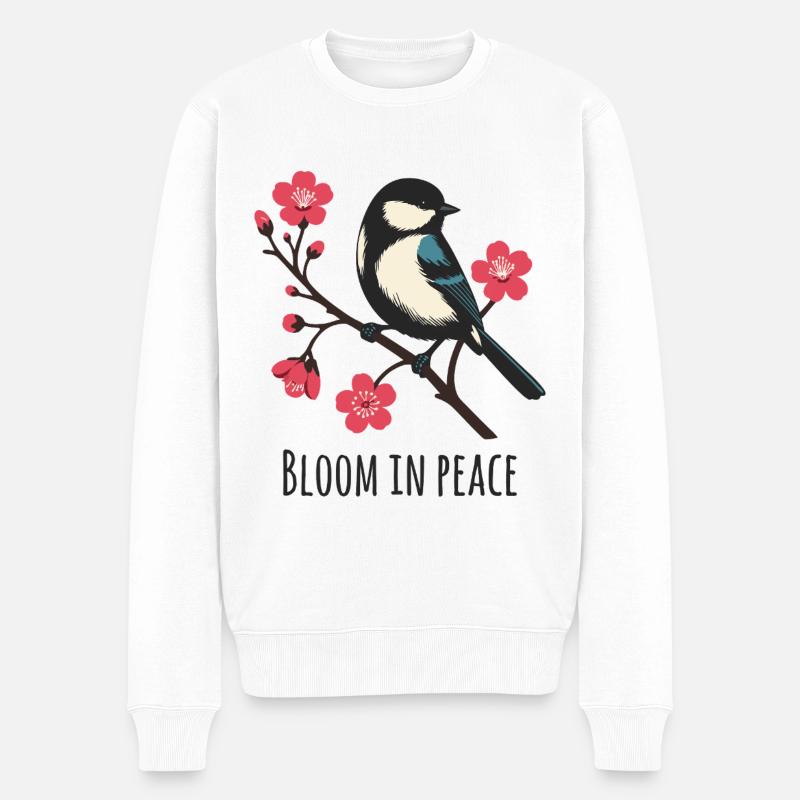 Blühe in Frieden - Männer Premium Bio Pullover - Weiß