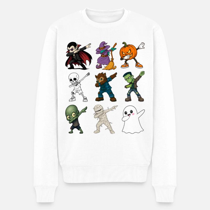 Drôles de figurines d’Halloween Dabbing - Pull Premium bio Homme - blanc