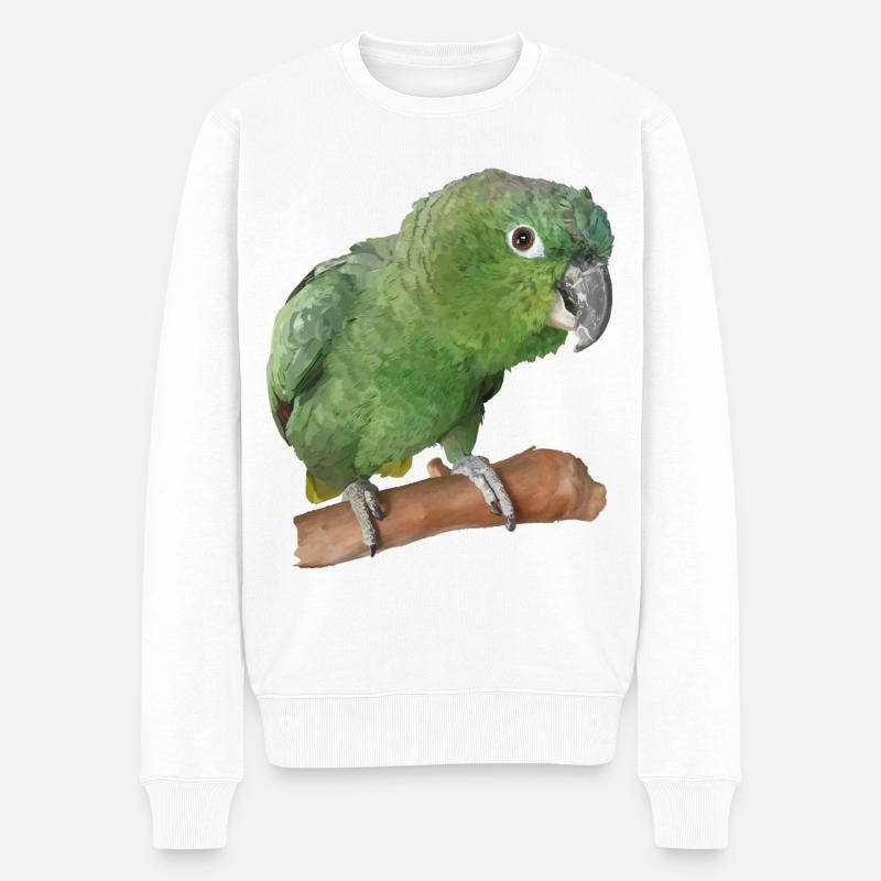 Der Farinöse Papagei - Männer Premium Bio Pullover - Weiß