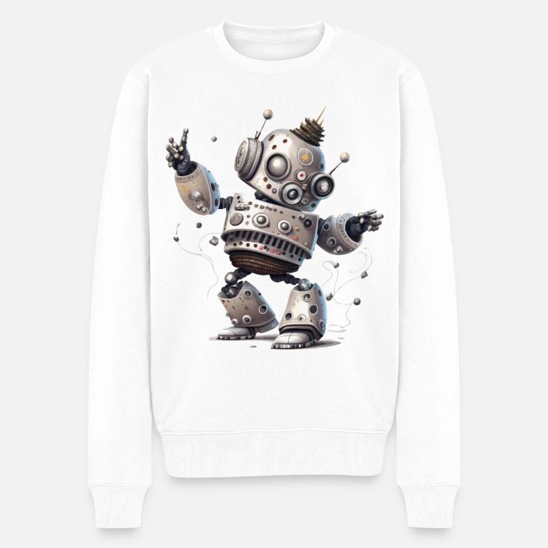 Tanzender Roboter - Männer Premium Bio Pullover - Weiß