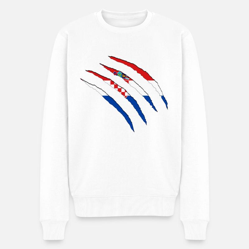 Kroatien Hrvatska - Männer Premium Bio Pullover - Weiß