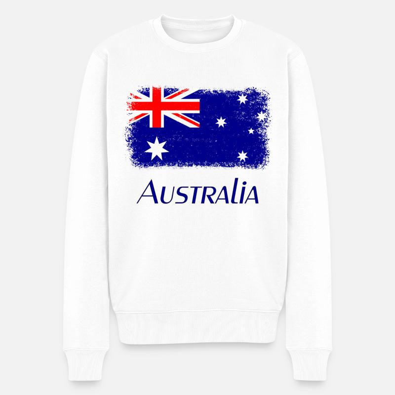 Australien, Flagge, Flag from Australia - Männer Premium Bio Pullover - Weiß