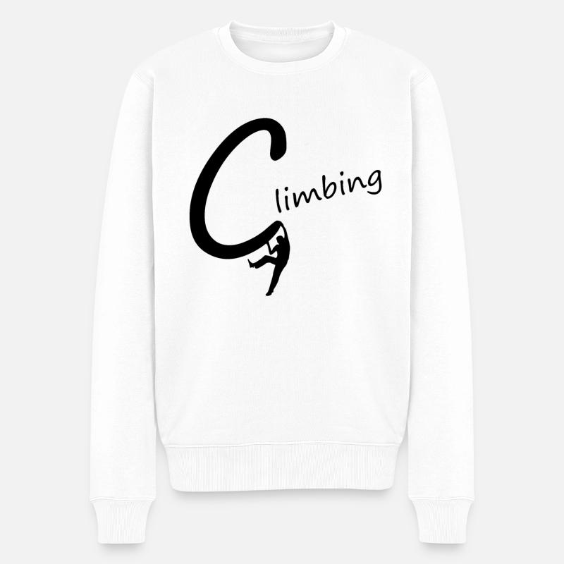 Cooles Kletterdesign, Kletterer, Climbing, Boulder - Männer Premium Bio Pullover - Weiß