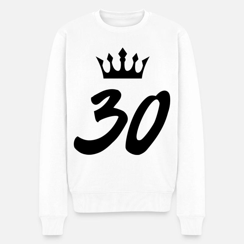 30 Zahl Krone - Männer Premium Bio Pullover - Weiß